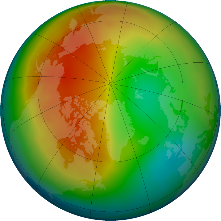 Arctic ozone map for January 2012